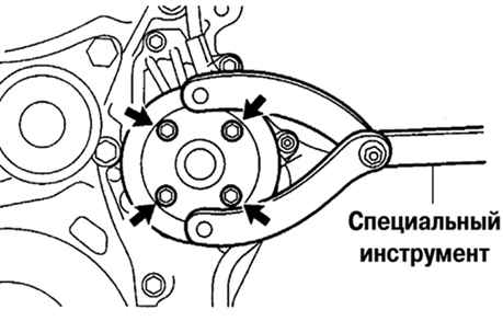 Установка шкива насоса охлаждающей жидкости Toyota Camry 